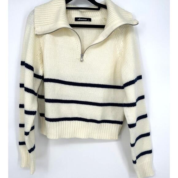 Olivaceous Ralph Half Zip Nautical Stripe Sweater - Picture 2 of 4